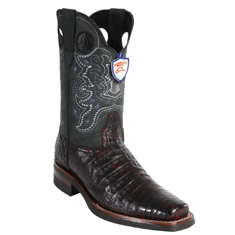 Men's cowboy boots with a decorative inlayMens Caiman Square Toe Boots