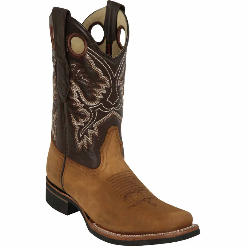 Western - style men's cowboy boots with intricate stitchingMens Square Toe Tan Boots