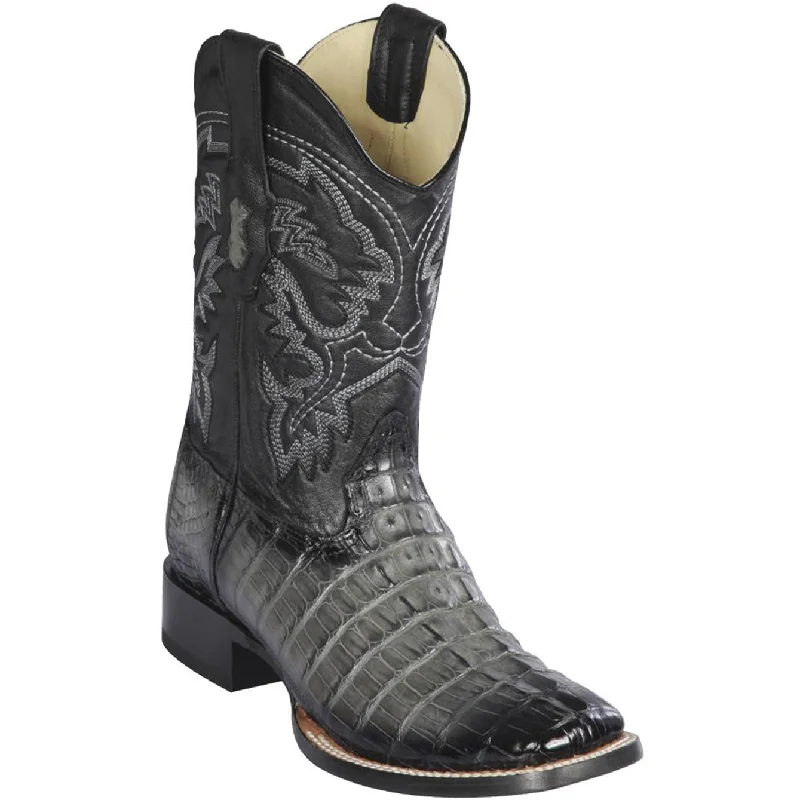 Vintage - style men's cowboy boots with a square toeGrey Caiman Boots