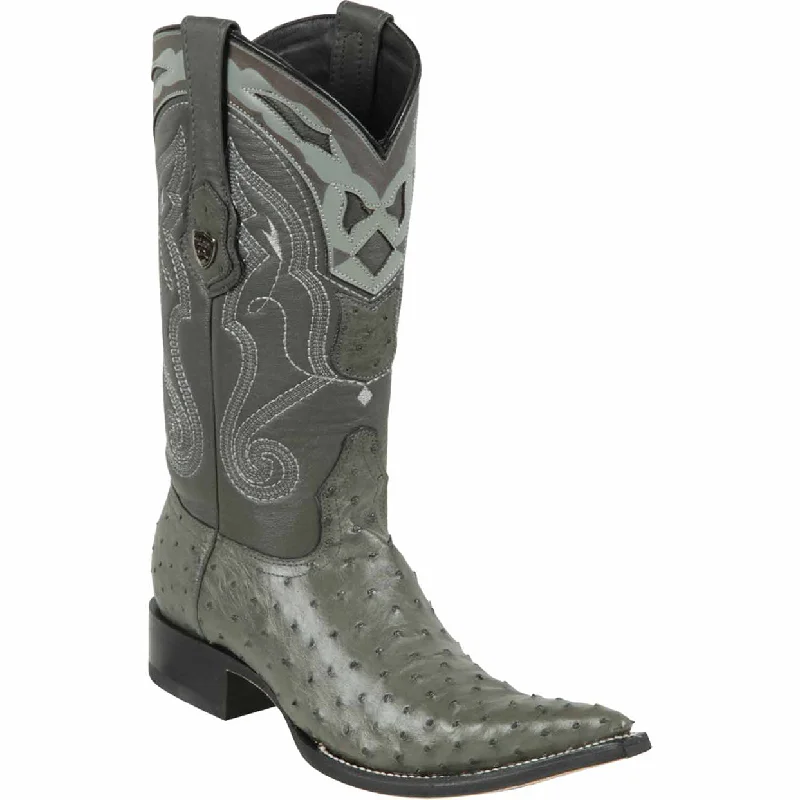 Men's cowboy boots with a silver - toned buckleGrey Ostrich Pointy Boots