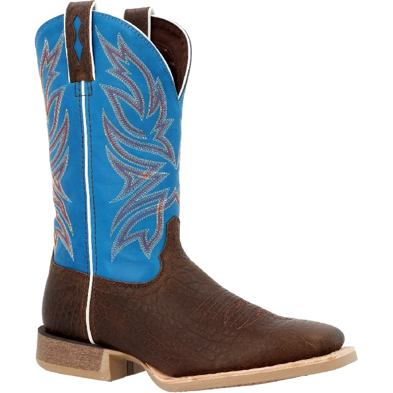 Men's cowboy boots with a tooled leather designDurango Mens Rebel Pro Bay Brown/Brilliant Blue Leather Cowboy Boots