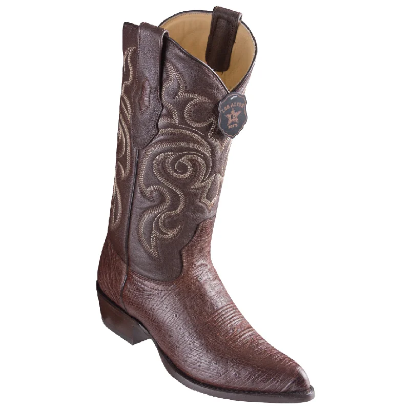 Men's genuine leather cowboy boots with a pointed toeSmooth Ostrich Brown Cowboy Boots J-Toe