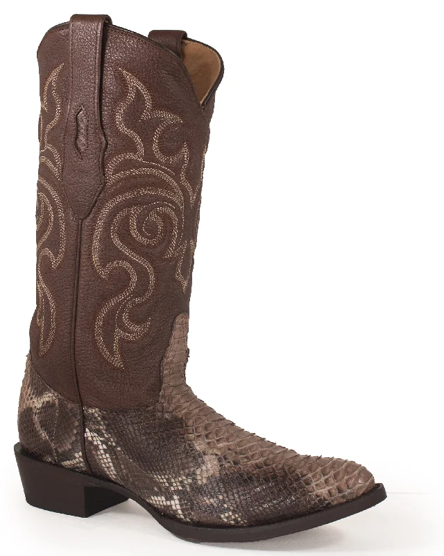 Men's cowboy boots with a heel guardMen's Python R Toe Western Boots