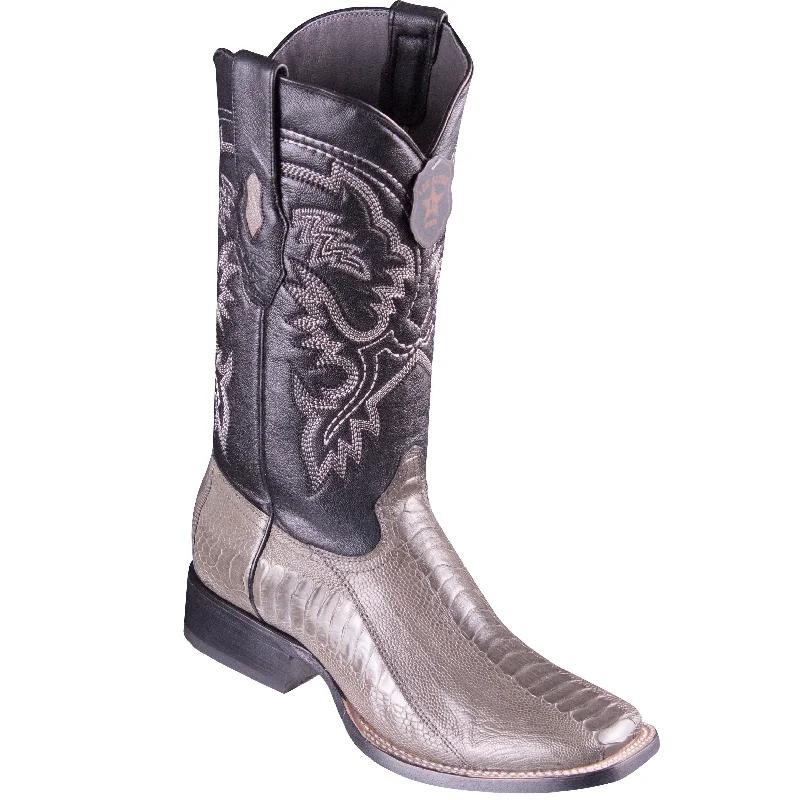 Men's cowboy boots with a heel guardOstrich Leg Grey Square Toe Cowboy Boots