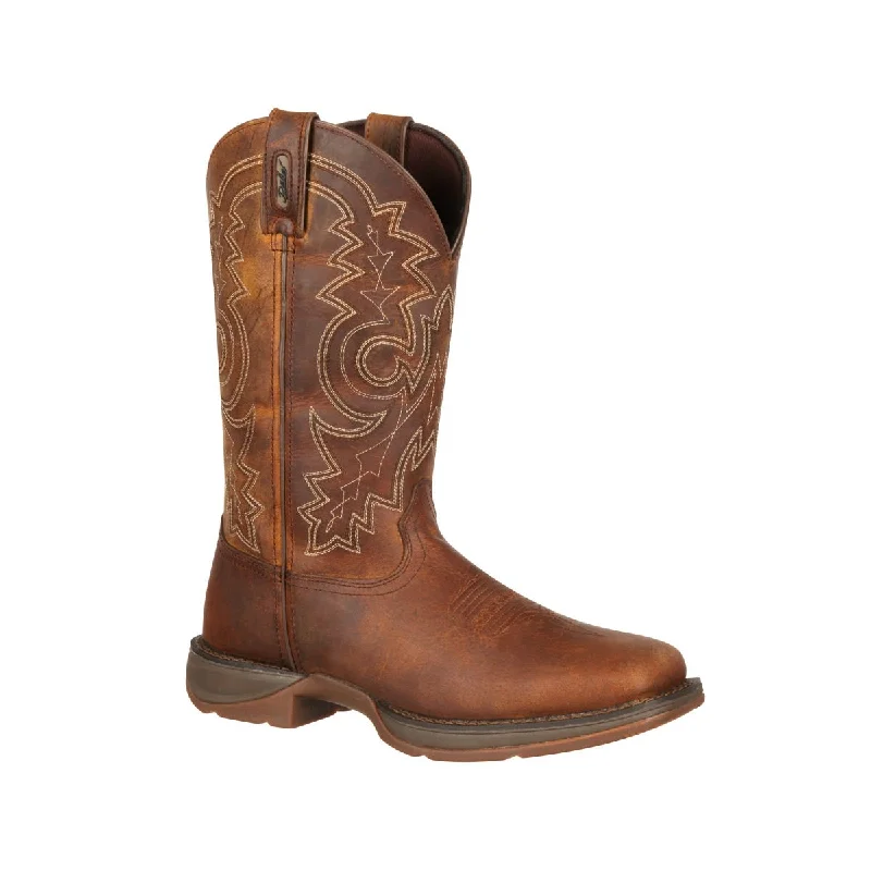 Men's cowboy boots with a tooled leather designDurango Mens Rebel Pull Up Western Brown Leather Cowboy Boots