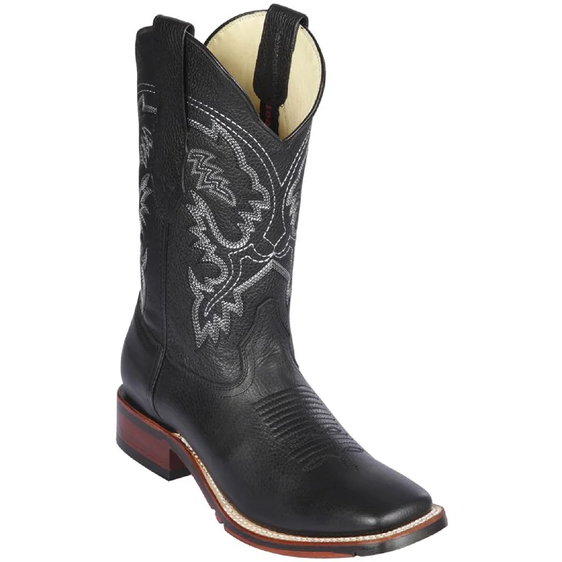 Men's cowboy boots with a suede shaftMens Black Square Toe Boots