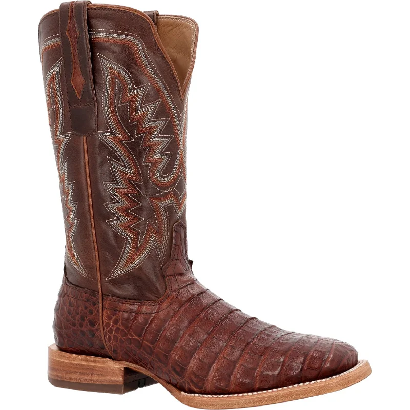 Men's cowboy boots with a scalloped edgeDurango Mens PRCA Western Cognac/Cigar Caiman Belly Cowboy Boots