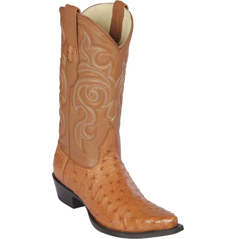 Men's cowboy boots with a concho belt detailCowboy Ostrich Boots Honey Snip Toe