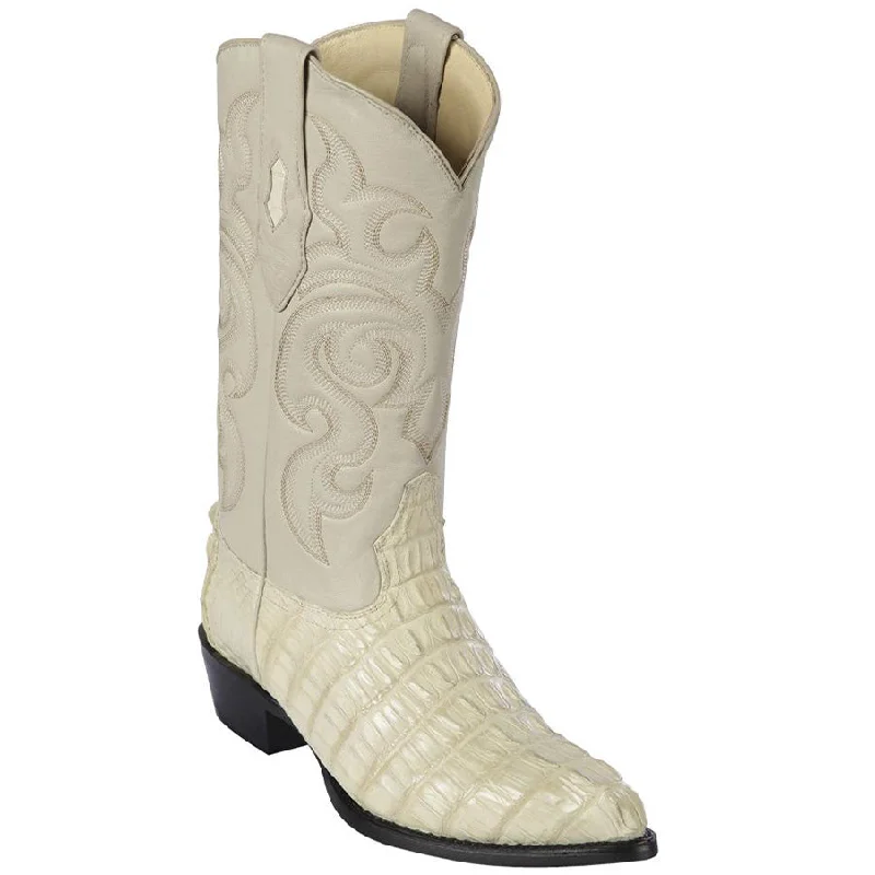 Men's cowboy boots in a dark brown leatherWinter White Caiman Tail Western Boots