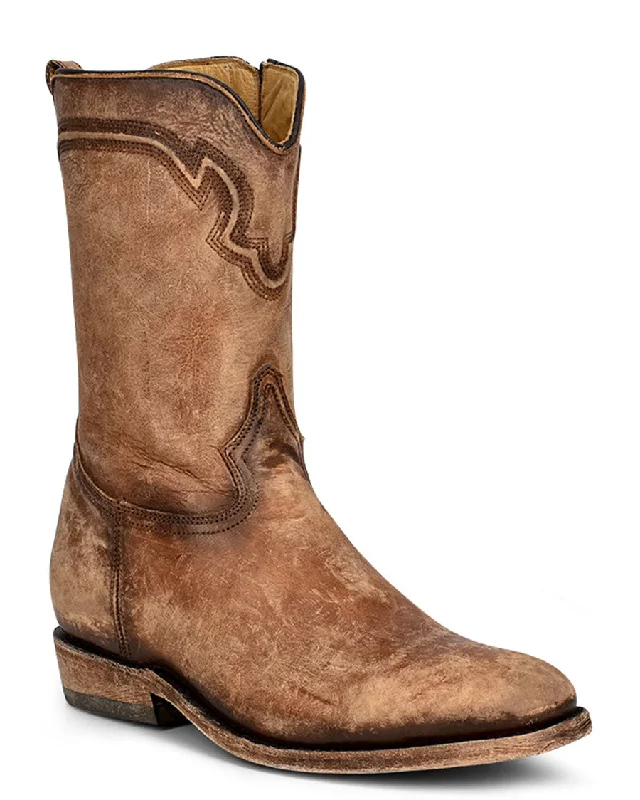 Men's cowboy boots with a leather lining for comfortMen's Embroidery with Zipper Western Boots