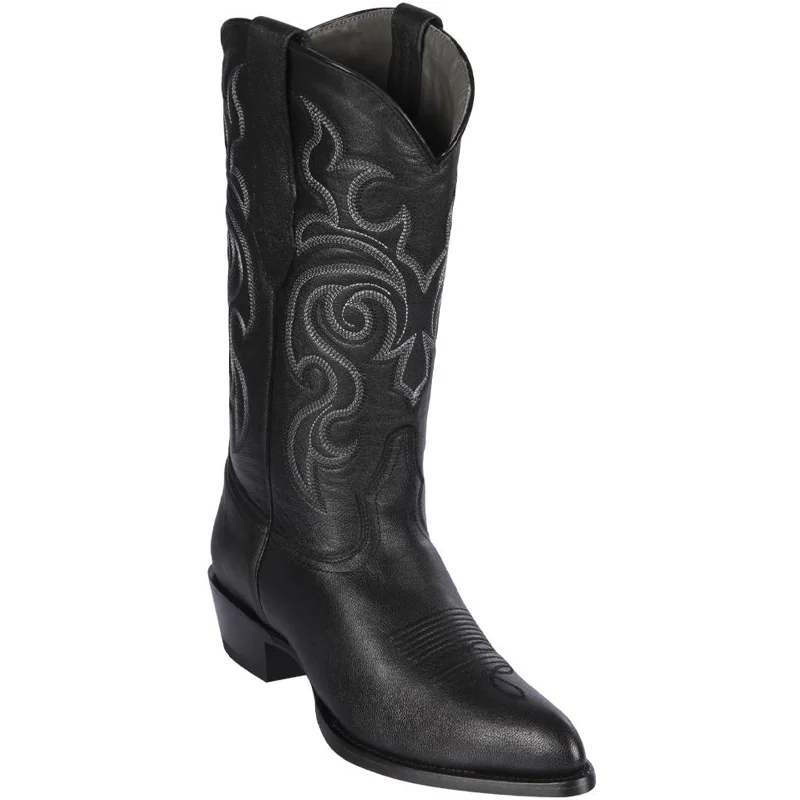 Men's cowboy boots with a concho belt detailGoat Black Cowboy Boots J-Toe