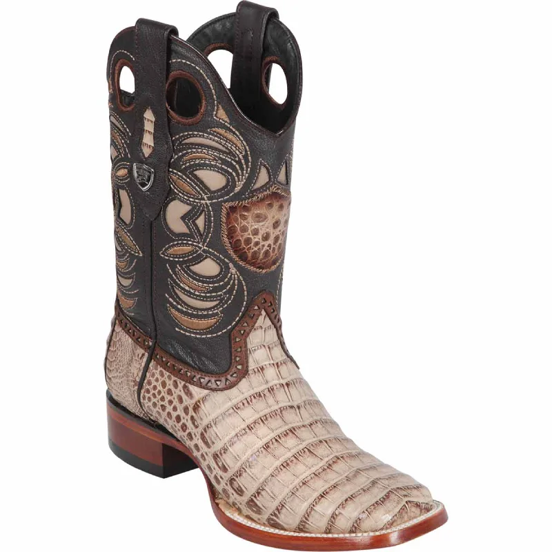 Western - style men's cowboy boots with intricate stitchingCaiman Square Toe Cowboy Boots