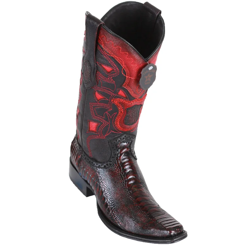 Men's cowboy boots with a scalloped edgeOstrich Leg Black Cherry European Western Boots