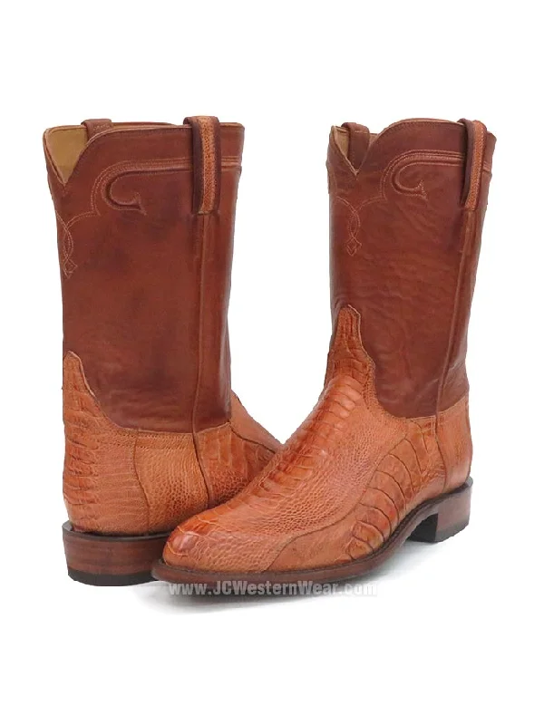 Men's cowboy boots with a spur ledgeLucchese GD9320.RR Mens Ostrich Leg Cowboy Boots Burnished Cognac