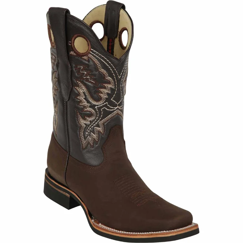 Men's cowboy boots with a snake - skin textureBrown Square Toe Boots