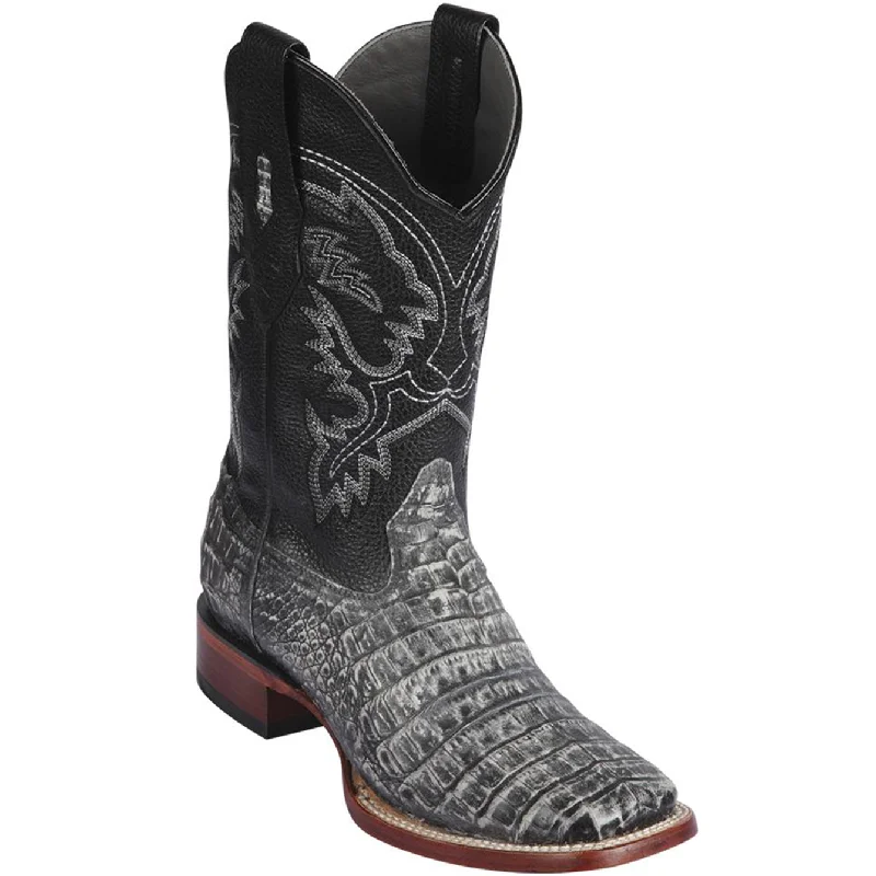 Men's genuine leather cowboy boots with a pointed toeSahara Rustic Black Square Toe Boots