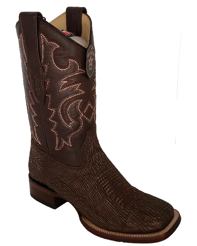 Western - style men's cowboy boots with intricate stitchingMen's Rustic Shark Western Boots