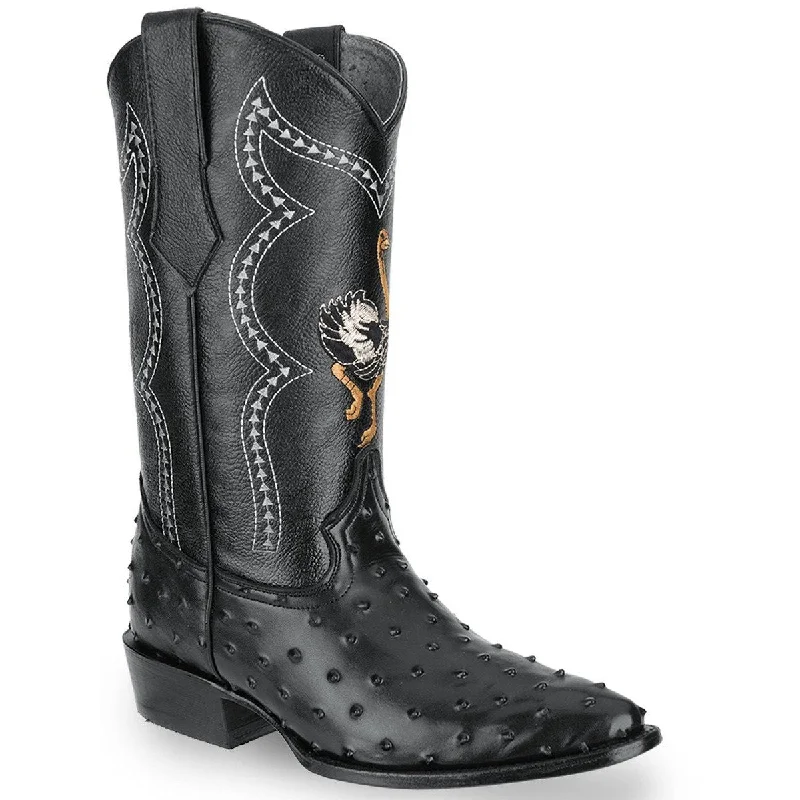 Men's cowboy boots with a suede shaftJOE BOOTS 901 BLACK  J Toe Boots,  Men's Cowboy Boots Ostrich Print Genuine Leather,  Western Boots.