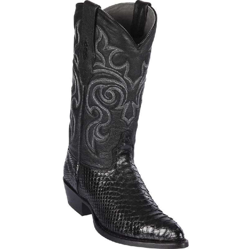 Men's cowboy boots in a dark brown leatherBlack Python J-Toe Western Boots