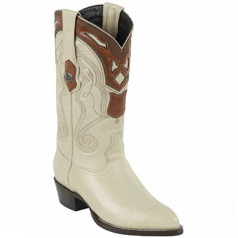 Men's cowboy boots with a snake - skin textureWinter White Cowboy Boots J-Toe