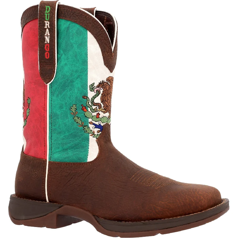 Men's cowboy boots with a scalloped edgeDurango Mens Rebel Western Sandy/Mexico Flag Leather Cowboy Boots