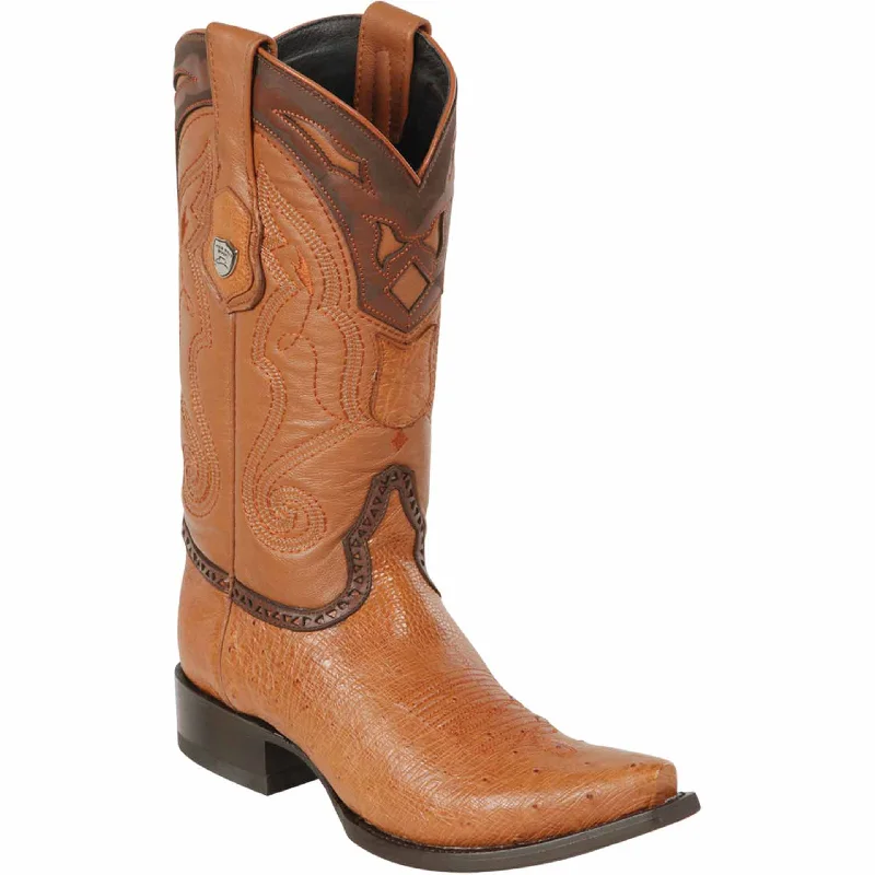 Men's cowboy boots with a silver - toned buckleHoney Cowboy Ostrich Boots Snip Toe