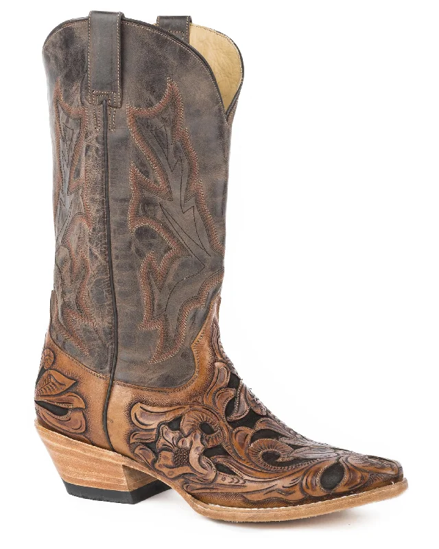 Men's cowboy boots with a silver - toned buckleMen's Wicks Tooled Boots