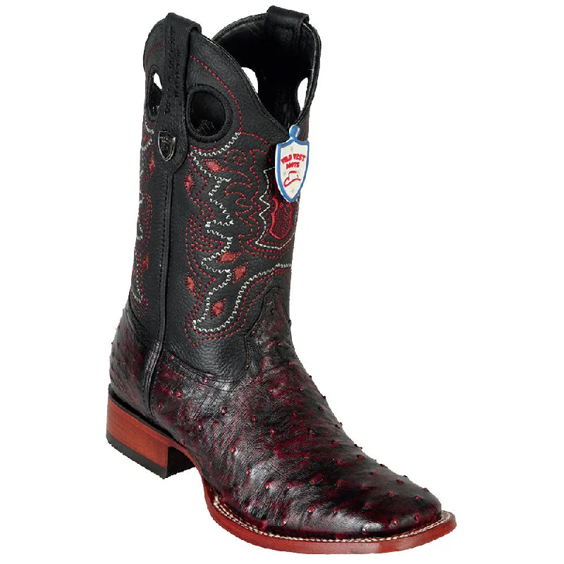 Men's cowboy boots with a silver - toned buckleBlack Cherry Ostrich Cowboy Boots