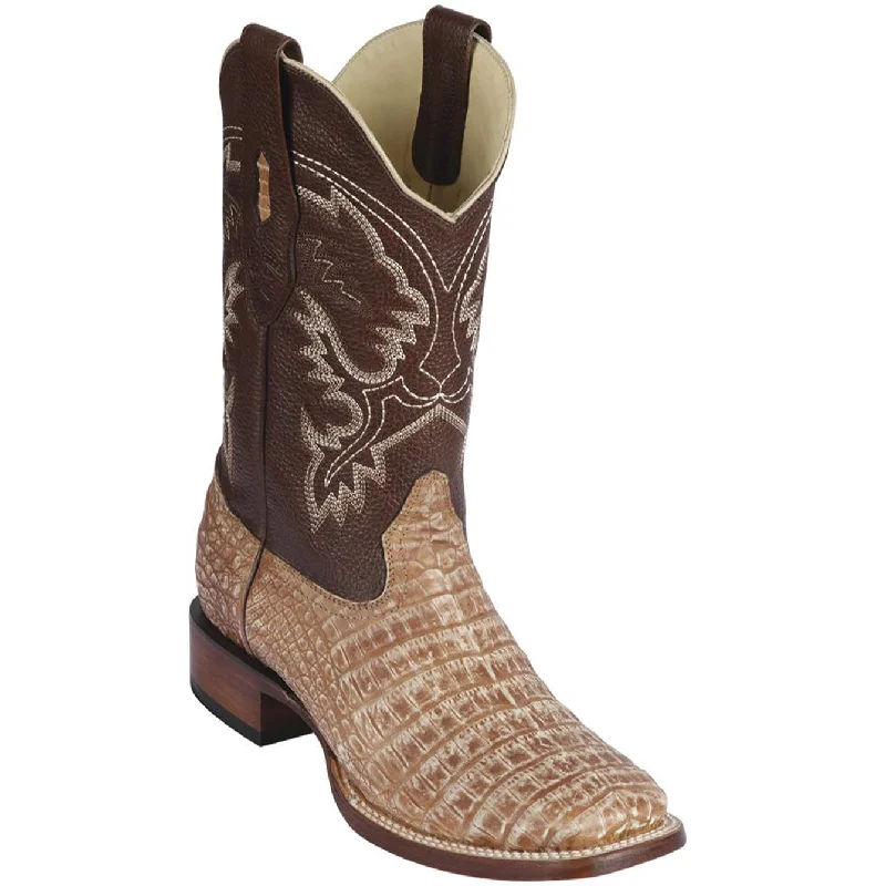 Men's cowboy boots with a concho belt detailCaiman Square Toe Boots Sahara Oryx