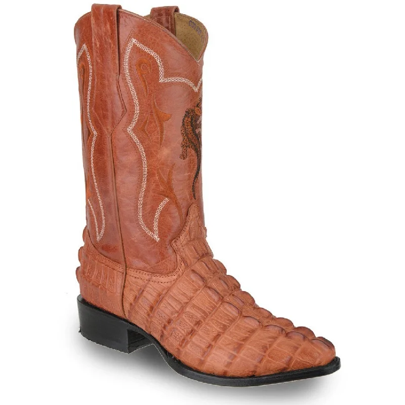 Men's cowboy boots with a leather lining for comfortJOE BOOTS 904 CONAC J Toe Boots Men's Cowboy Boots Caiman Print Leather,  Western Boots.