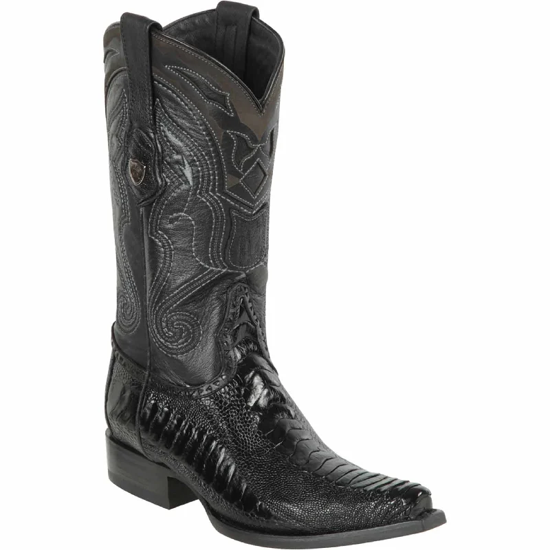 Western - style men's cowboy boots with intricate stitchingBlack Ostrich Leg Boots