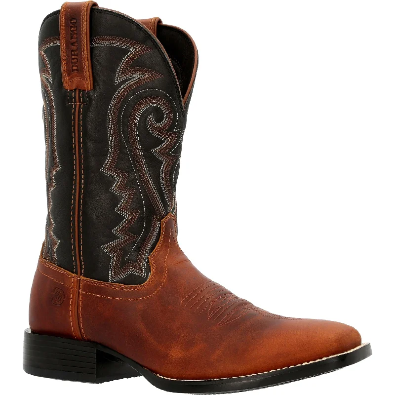 Men's cowboy boots with a spur ledgeDurango Mens Westward Western Inca Brown/Black Leather Cowboy Boots