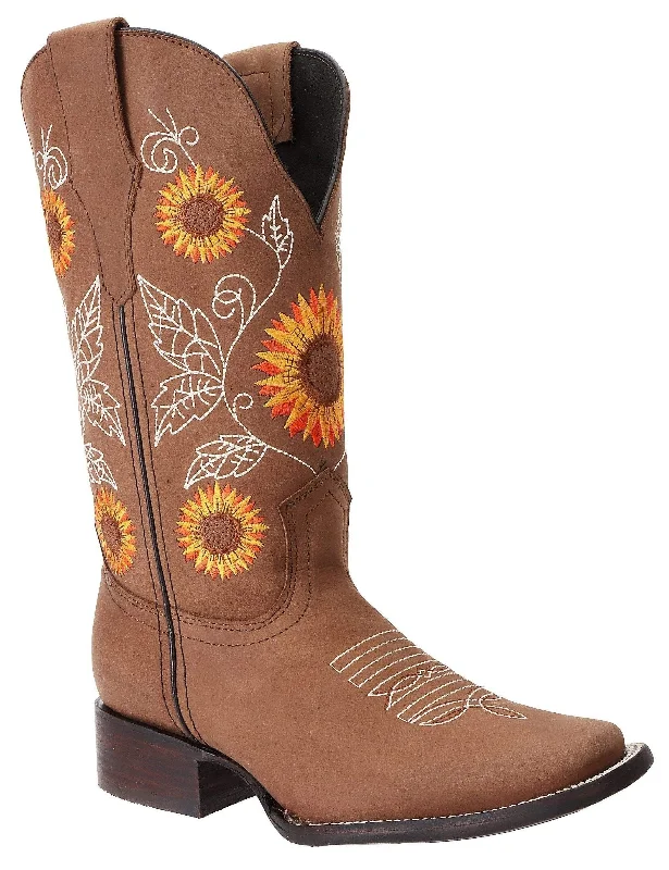 Men's cowboy boots with a scalloped edgeJOE BOOTS 15-05 SAND Premium Women's Cowboy Embroidered Boots: Square Toe Western Boot