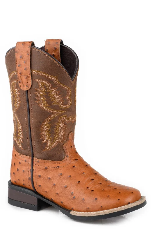 Men's cowboy boots with a silver - toned buckleRoper Mens Garza Tan/Brown Leather Cowboy Boots