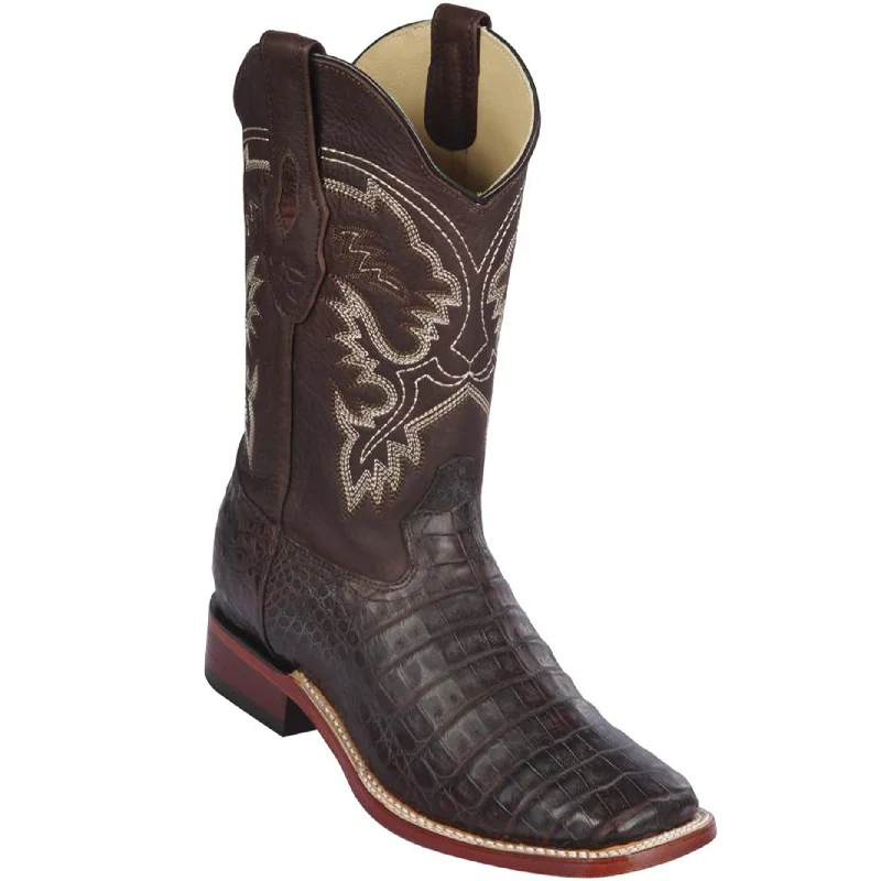 Men's cowboy boots with a leather lining for comfortCaiman Brown Square Toe Cowboy Boots