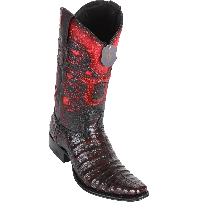 Men's cowboy boots with a scalloped edgeCaiman European Toe Black Cherry Western Boots