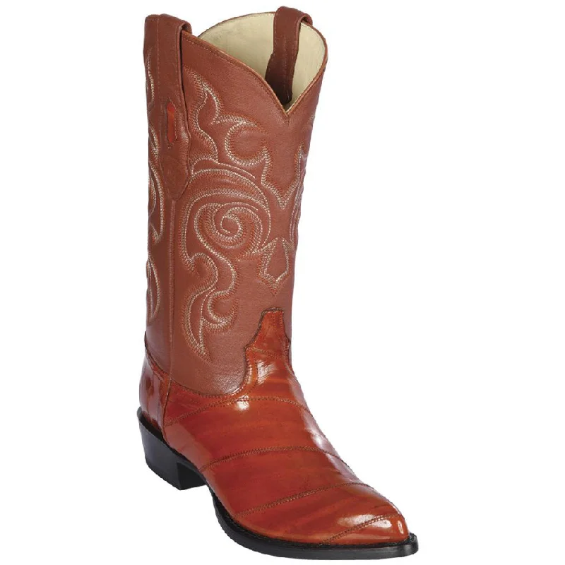 Men's cowboy boots with a spur ledgeEel Skin Western Boots - Cognac