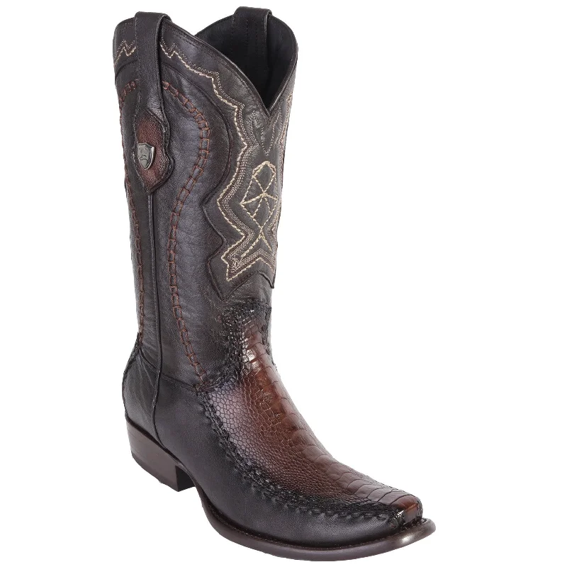 Men's cowboy boots with a decorative inlayOstrich Leg Mens Cowboy Boots Dubai Toe