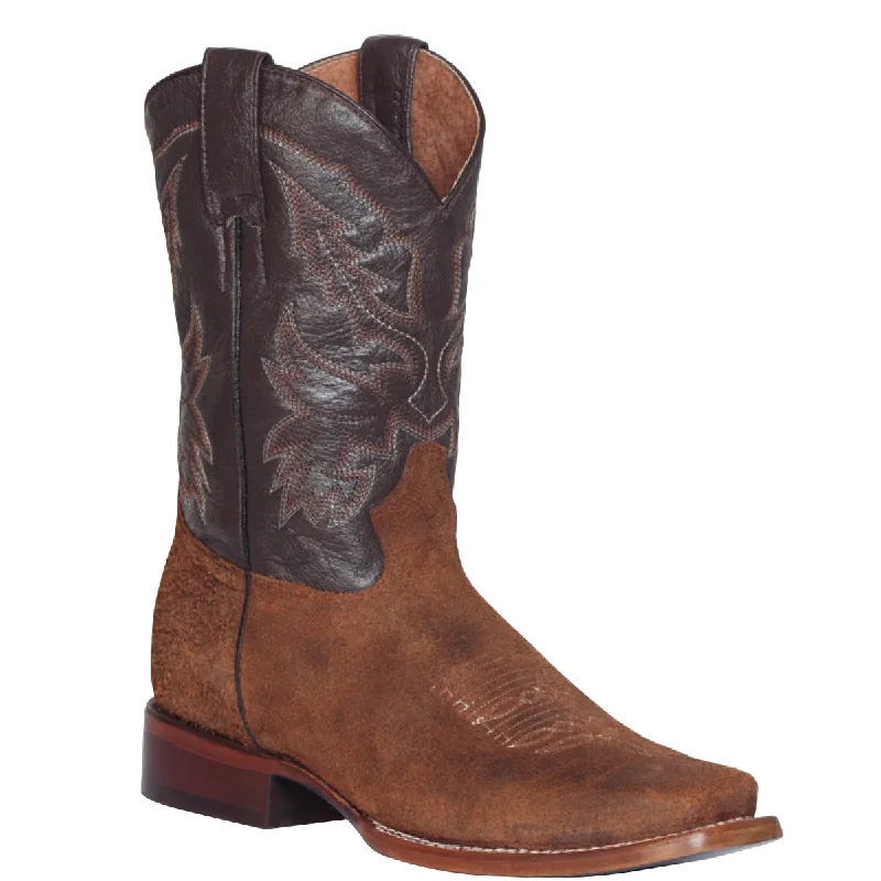 Men's genuine leather cowboy boots with a pointed toeHoney Brown Square Toe Boots