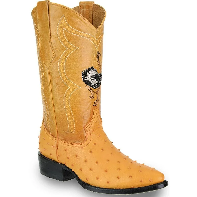 Men's cowboy boots with a scalloped edgeJOE BOOTS 901 BUTTERCUP J Toe Boots,  Men's Cowboy Boots Ostrich Print Genuine  Leather,  Western Boots.