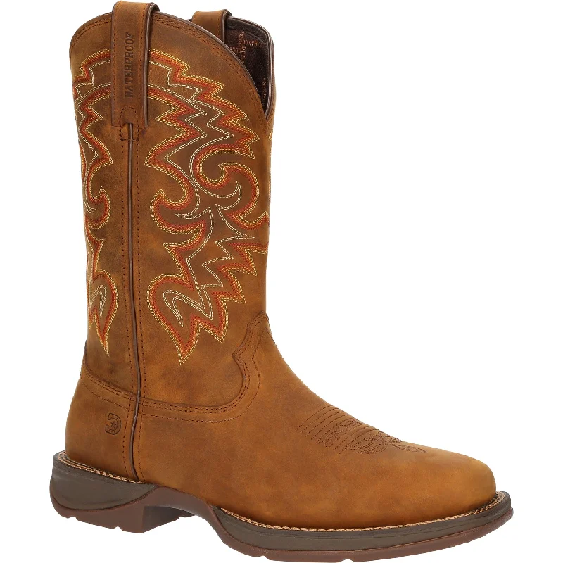 Men's cowboy boots with a suede shaftDurango Mens Rebel Western WP Russet Leather Cowboy Boots