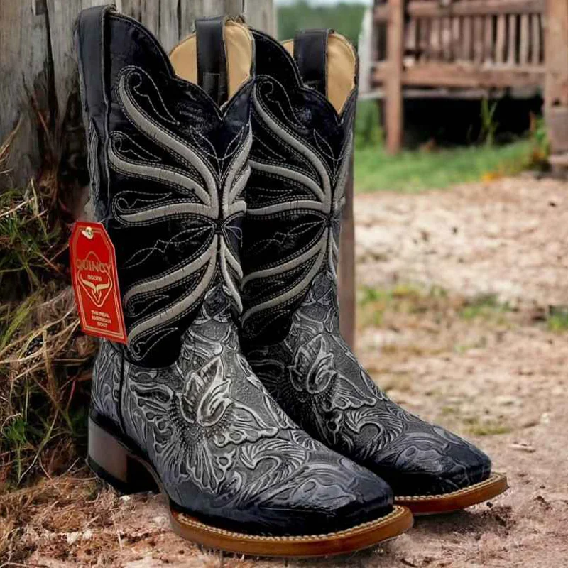 Men's cowboy boots with a high - heeled designMens Print Tooled Boots