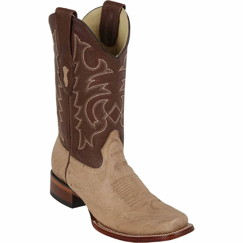 Men's cowboy boots with a leather lining for comfortMens Square Toe Smooth Ostrich Western Boots