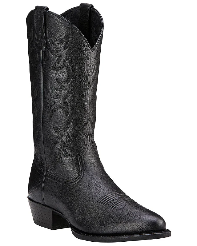 Men's cowboy boots with a heel guardMens Heritage R Toe Boots - Black Deertan