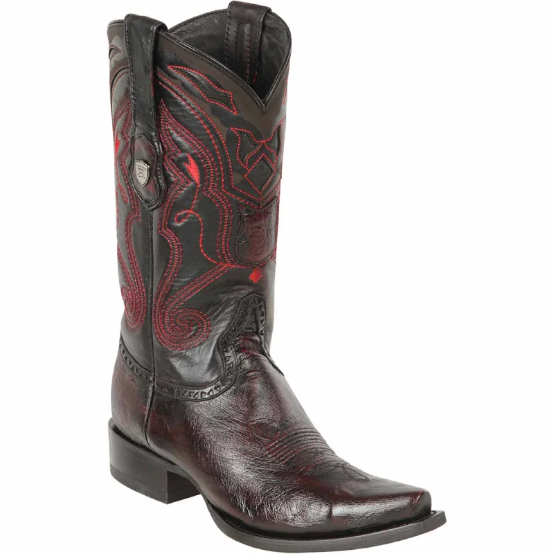 Men's cowboy boots with a concho belt detailBlack Cherry Western Boots Ostrich Snip Toe