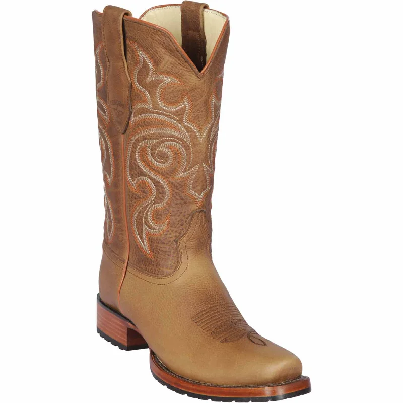 Men's cowboy boots with a distressed leather finishHoney Brown Square Toes Cowboy Boots