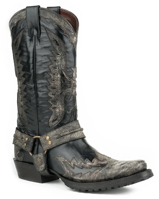 Men's cowboy boots with a suede shaftMen's Outlaw Eagle Biker Boots