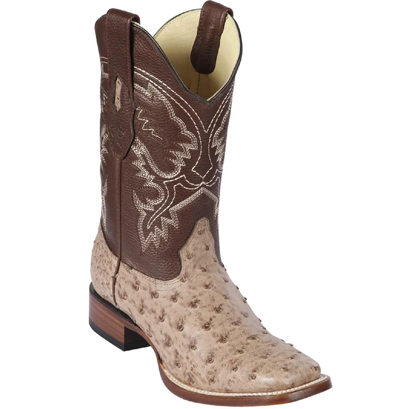 Men's cowboy boots with a silver - toned buckleMoka Ostrich Square Toe Boots