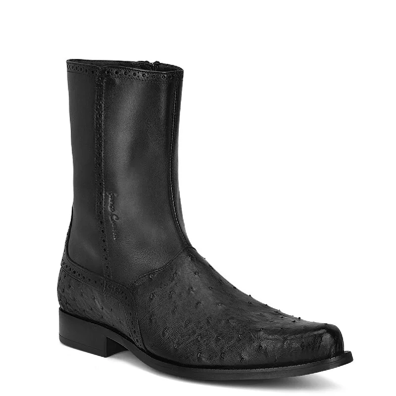 Men's cowboy boots with a snake - skin textureMen's Ostrich Urban Short Dress Boots