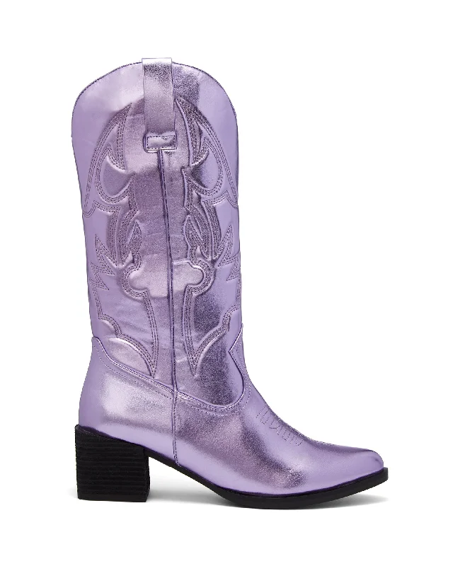 Men's genuine leather cowboy boots with a pointed toeRanger Metallic Purple *FINAL SALE*